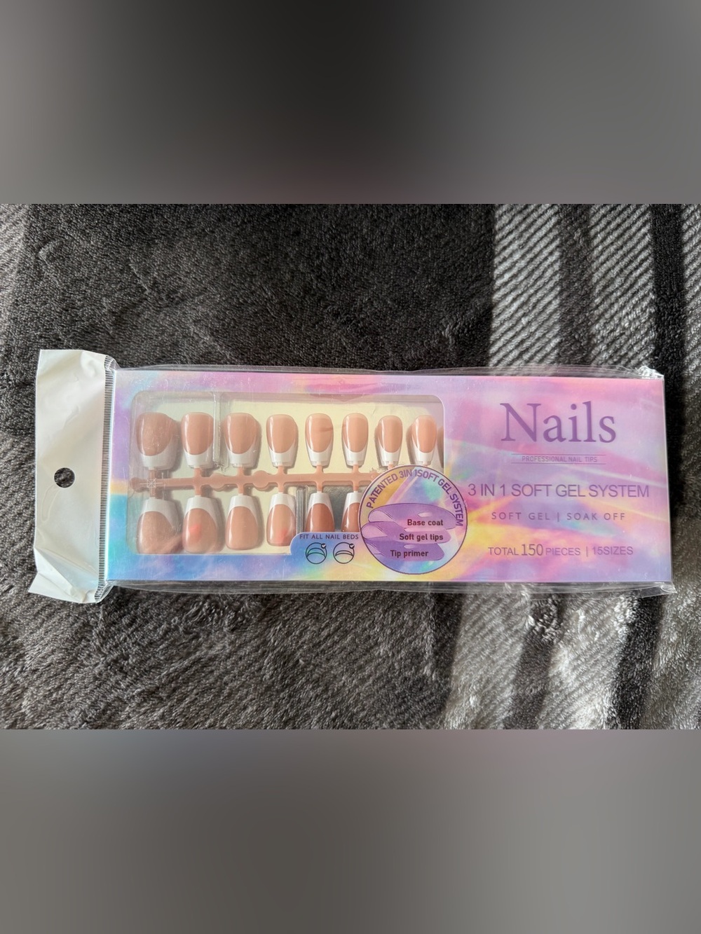 Neutral French Tip Press-On Nails - Nude & White Long Square Shape